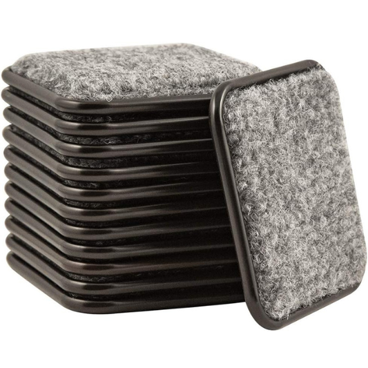 SoftTouch 2 1/2" Square Reusable Carpet Bottom Furniture Caster Cups to Protect Hardwood, Tile or Laminate Floors, Brown/Gray (12 Pack)