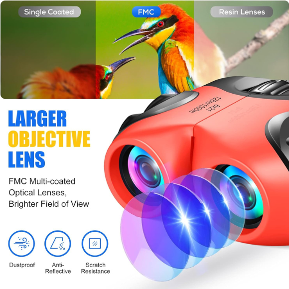 LET'S GO! Binocular for Kids, Compact High Resolution Shockproof Binoculars