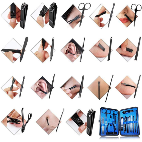 18-in-1 Stainless Steel Pedicure Manicure Set – Professional Grooming Kit with Travel Case for Men & Women