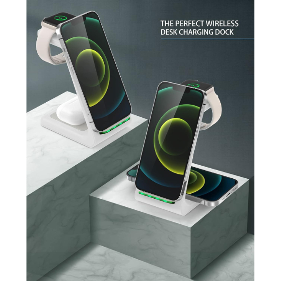 Wireless Charging Station, 3 in 1 Fast Desk Charging Station