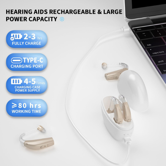 Hearing Aids Hearing Amplifiers for Seniors Rechargeable with Noise Cancelling