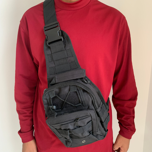 Men Backpack Tactical Sling Bag Chest Shoulder Body Molle Day Pack Pouch Black