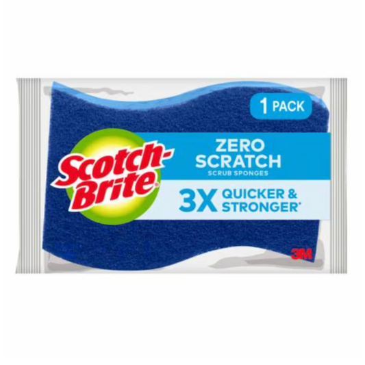 Scotch-Brite Zero Scratch Scrub Sponge, 1 Piece, 3x Quicker & Stronger