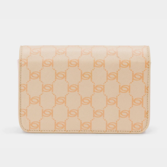 BEBE Leilani monogram crossbody - Almond/Power Pink