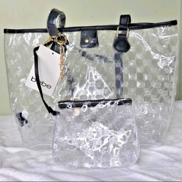 BEBE Caitlin clear tote - CLEAR/BLACK