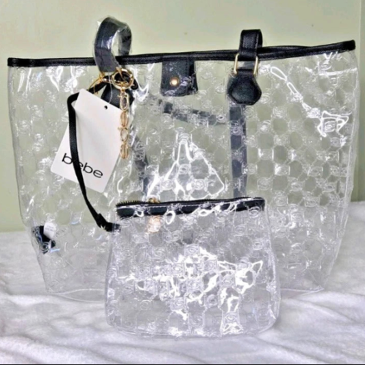 BEBE Caitlin clear tote - CLEAR/BLACK