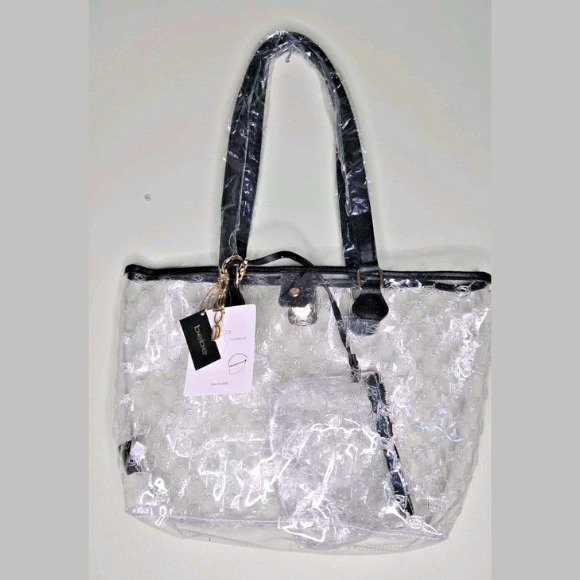 BEBE Caitlin clear tote - CLEAR/BLACK