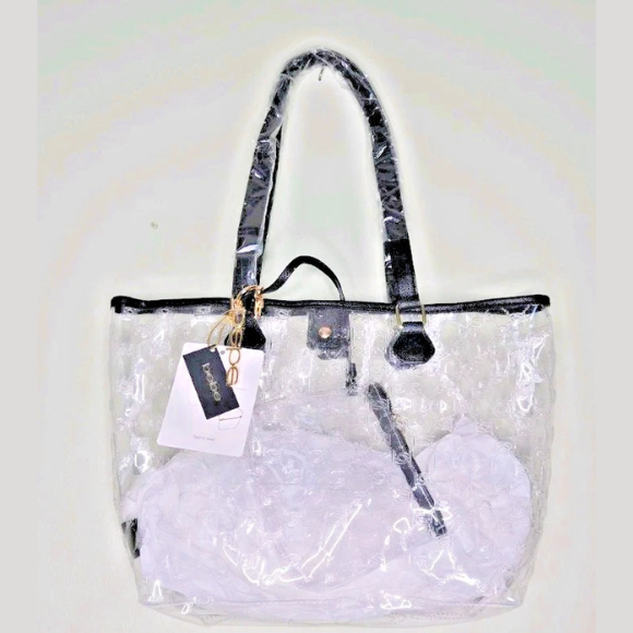 BEBE Caitlin clear tote - CLEAR/BLACK