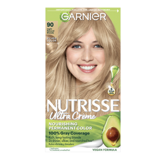 Garnier Hair Color Nutrisse Nourishing Creme, 90 Light Natural Blonde (Macadamia) Permanent Hair Dye