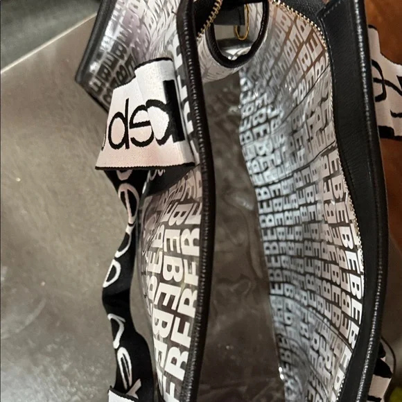 BEBE Hana clear monogram satchel w/ insert - Black