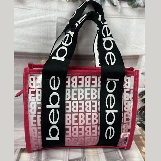 BEBE Hana clear monogram satchel w/ insert - Hot pink