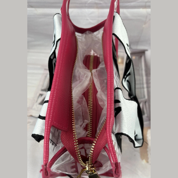 BEBE Hana clear monogram satchel w/ insert - Hot pink