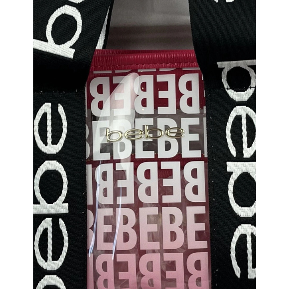 BEBE Hana clear monogram satchel w/ insert - Hot pink