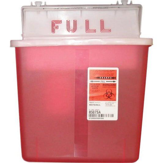 Covidien Sharps Container w/ Counter Balanced Lid 5 Quart Red K5SS1007SA