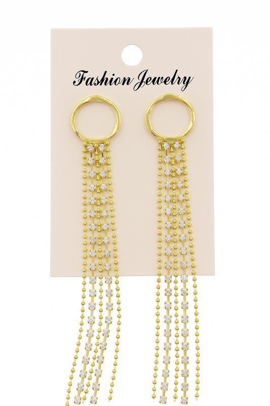 Fashion Geometric Tassel Zircon Drop Earrings for Women – Copper Statement Jewelry