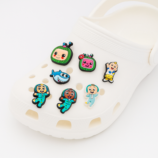 🌈 Cocomelon Shoe Charms – Set of 7 | Cute Cartoon Accessories for Crocs & More