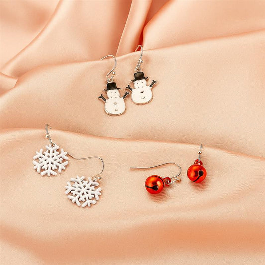 Christmas Earrings Multiple Red Green Snowman Bells Drop Earrings For Women Girl Tree Snowflake Elk Dangle Earrings