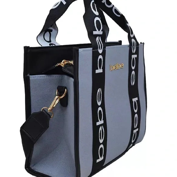 BEBE Hana canvas top handle crossbody - Storm Grey