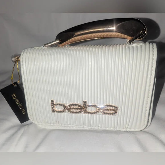 BEBE Raelyn metal handle crossbody - White