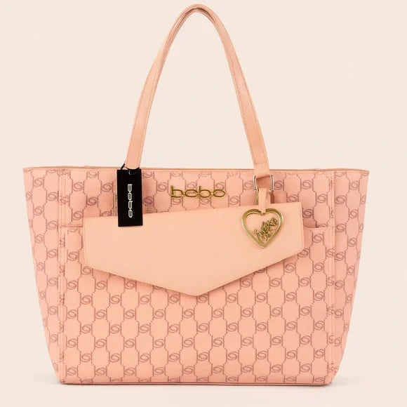 BEBE Tanya monogram tote w/ pouch - BLUSH