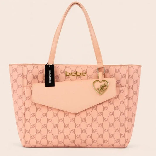 BEBE Tanya monogram tote w/ pouch - BLUSH