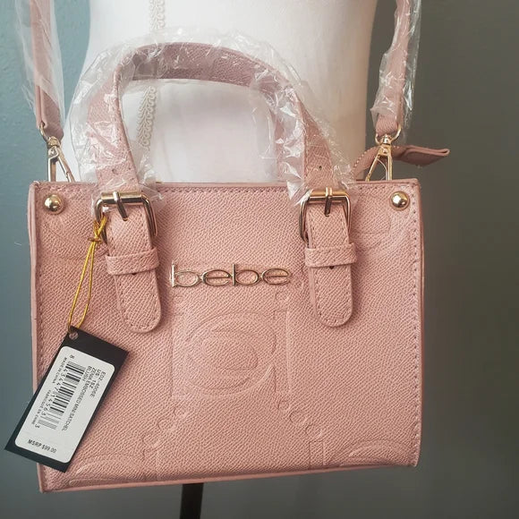 BEBE Zenia embossed mini satchel- Blush