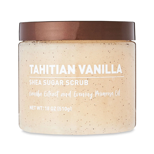Tahitian Vanilla Shea Sugar Scrub Vanilla Extract and Evening Primrose Oil 18 OZ