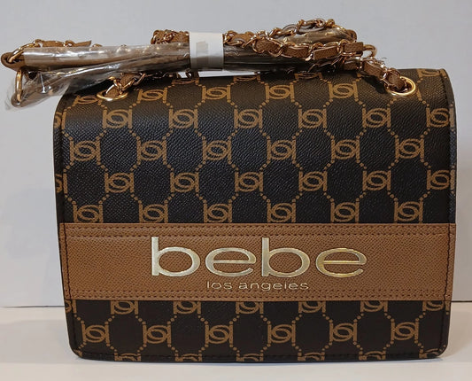 BEBE Serena monogram shoulder bag- Chocolate