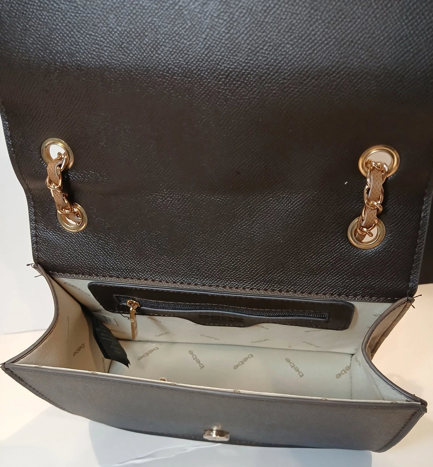 BEBE Serena monogram shoulder bag- Chocolate