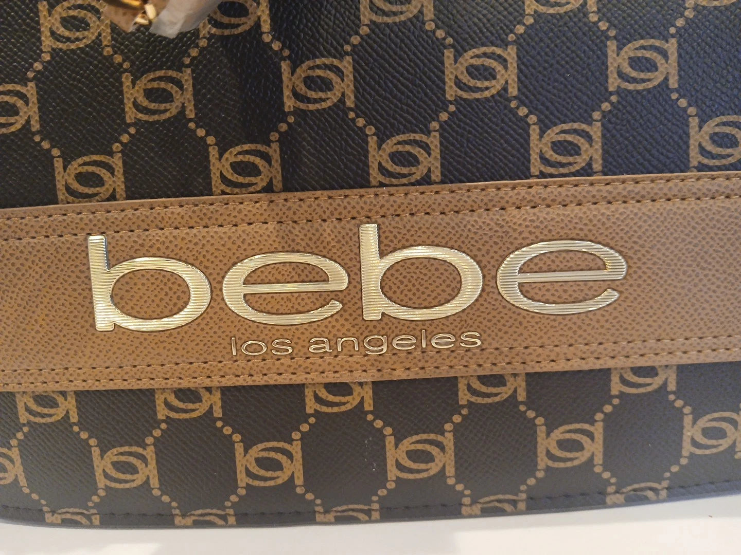 BEBE Serena monogram shoulder bag- Chocolate