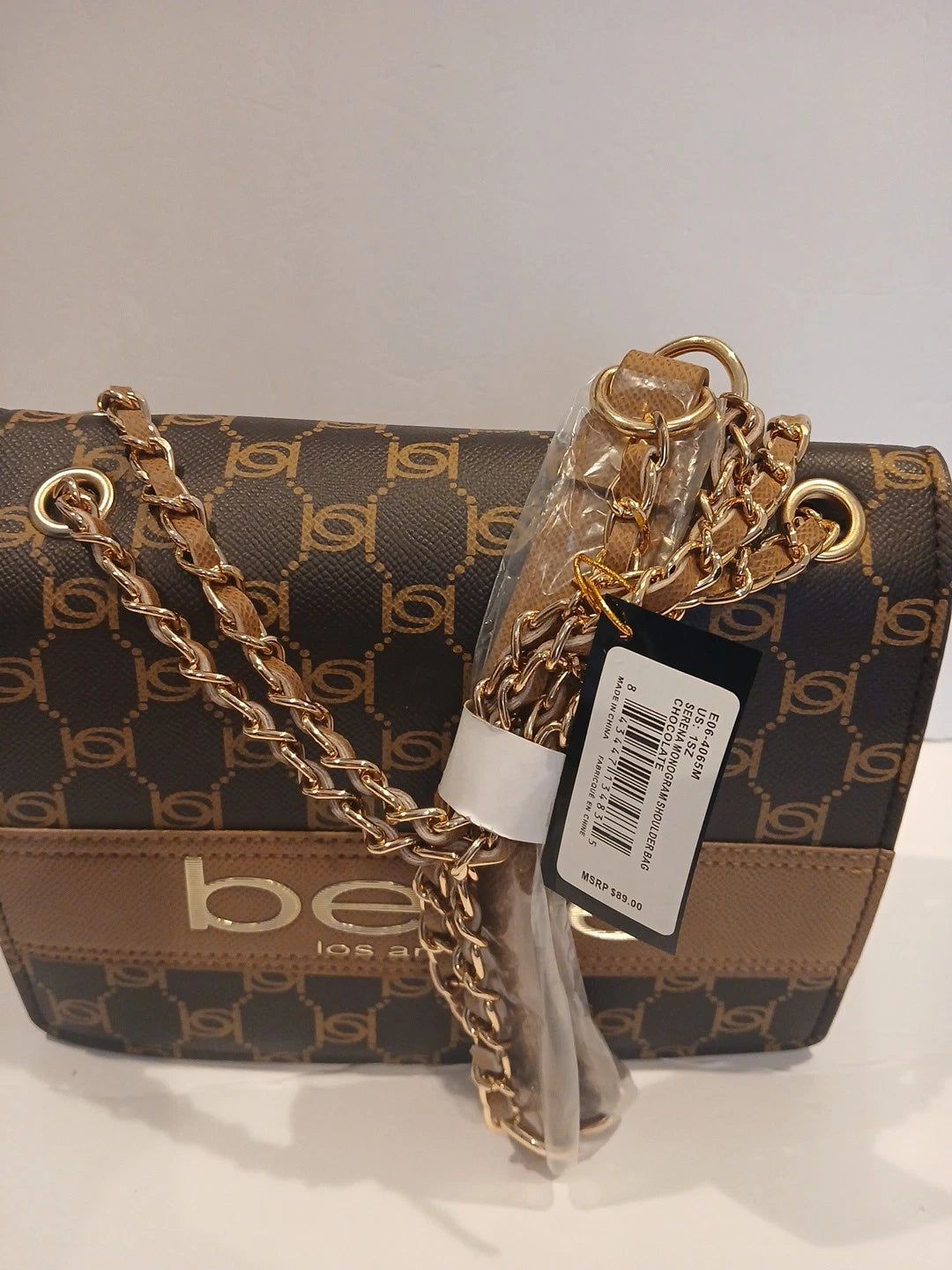 BEBE Serena monogram shoulder bag- Chocolate