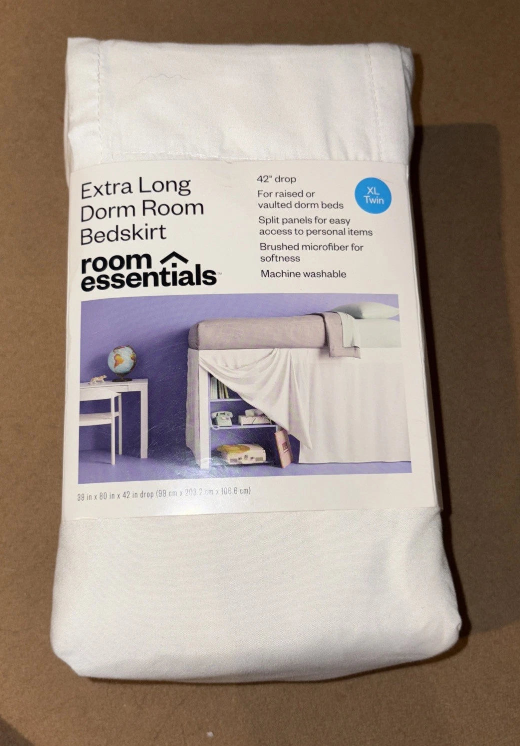 Extra Long Dorm Room Bedskirt - Minor Packaging Damage