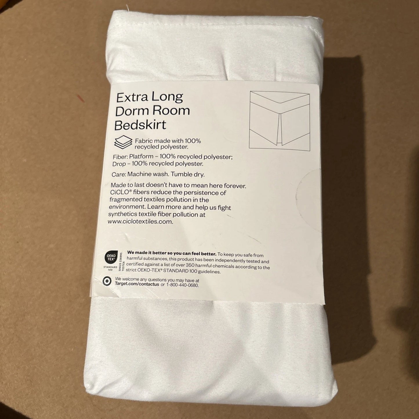 Extra Long Dorm Room Bedskirt - Minor Packaging Damage