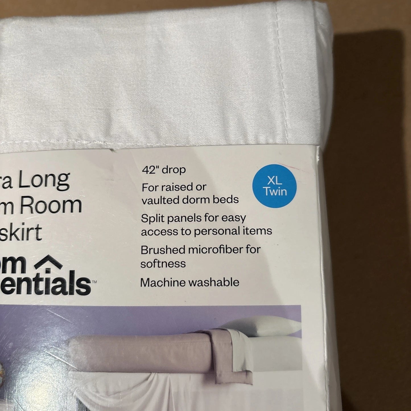 Extra Long Dorm Room Bedskirt - Minor Packaging Damage