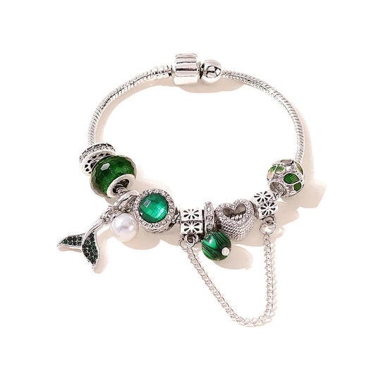 Pearl Fishtail Bracelet – Elegant Copper Rhinestone Jewelry for Women