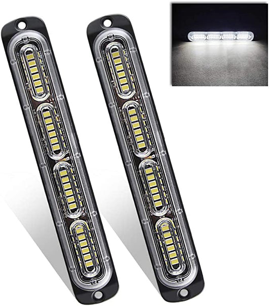 2 Pack White 24 LED Emergency Strobe Light Bar for Car Truck Grille or Bumper