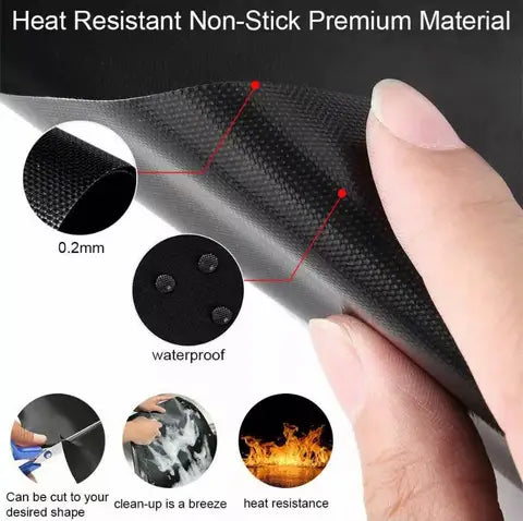 2 Pack Large Non-Stick Reusable Oven Bottom Liners for Gas & Electric Oven - Black