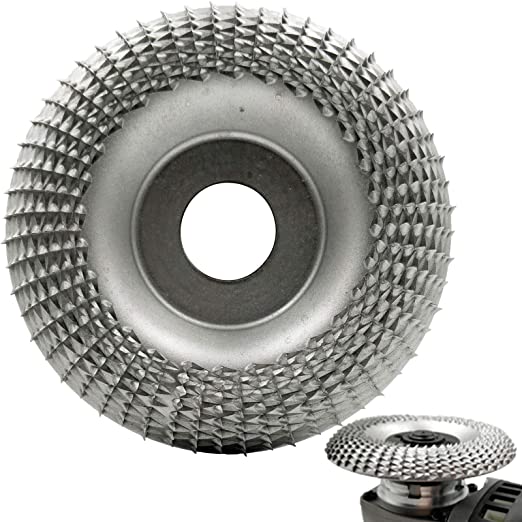 Tungsten Carbide Wood Sanding & Carving Disc – Angle Grinder Grinding Wheel for Shaping, Sculpting, Flattening & Polishing Wood and Plastic (4”/4.5”, 5/8” & M10 Arbor Compatible)