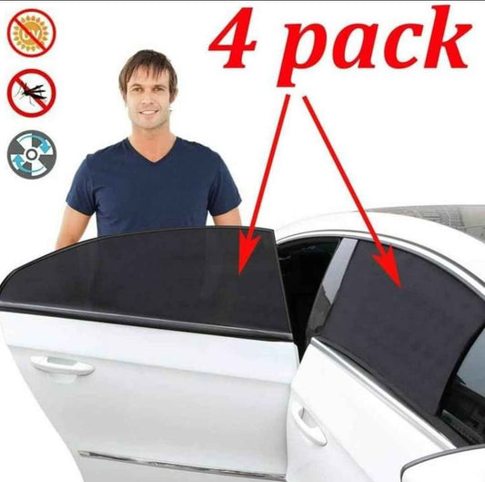 Car Window UV Protection Sun Shade Cover Breathable Mesh for Cars, Trucks, SUVs - 4 Piece Set
