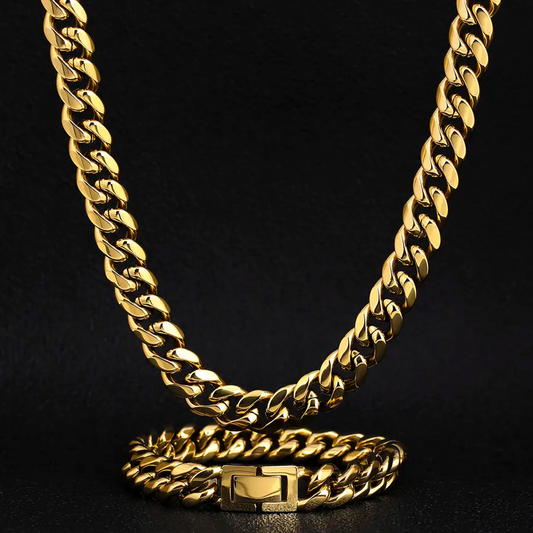 12mm 18K Gold Plated Cuban Link Chain – 18 Inch Men’s Hip Hop Necklace