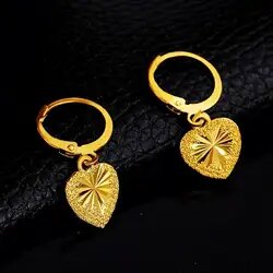 24K Dubai Gold Plated Heart Earrings Necklace Jewelry Set in Gift Box 🎁