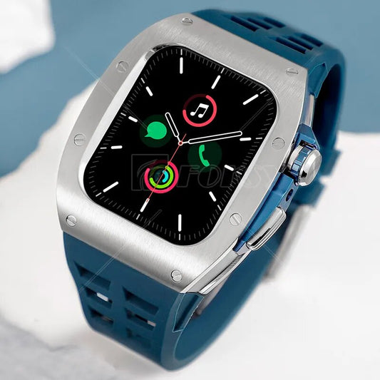 💙 Blue 45mm Luxury Silicone Strap & Case for Apple Watch Series 7/8