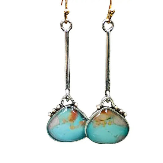 🐢 Vintage Silver Opal Turtle Dangle Earrings – Wedding & Party Jewelry 🌊✨