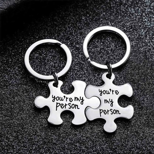 You’re My Person Puzzle Keychain Set of 2 – Stainless Steel Couples Gift for Anniversary, Wedding, Valentine’s Day