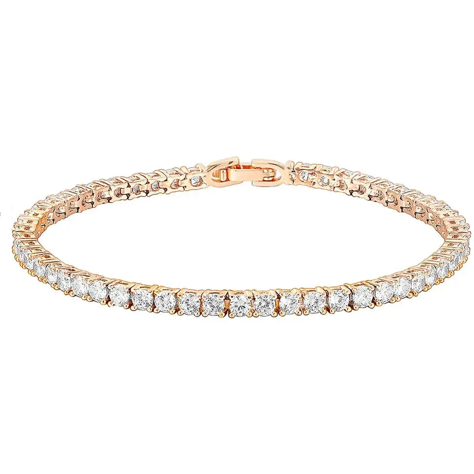 14k Cubic Zirconia Gold Stainless Steel Bracelet Bangle