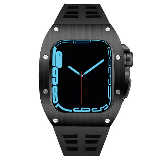🖤 Full Black 45mm Luxury Silicone Band & Case for Apple Watch Series 7/8