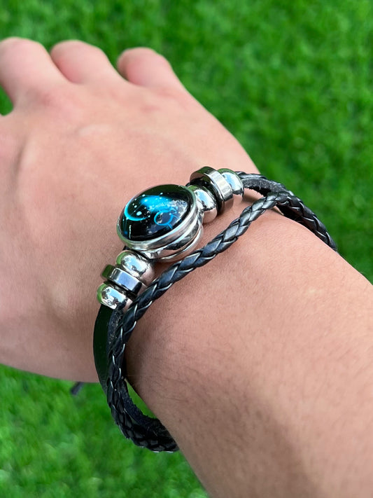 12 Zodiac Time Bracelets Luminous Zodiac Black Leather Arm Bangle Cuff Charm Jewelry Accessories Gifts for Men Women