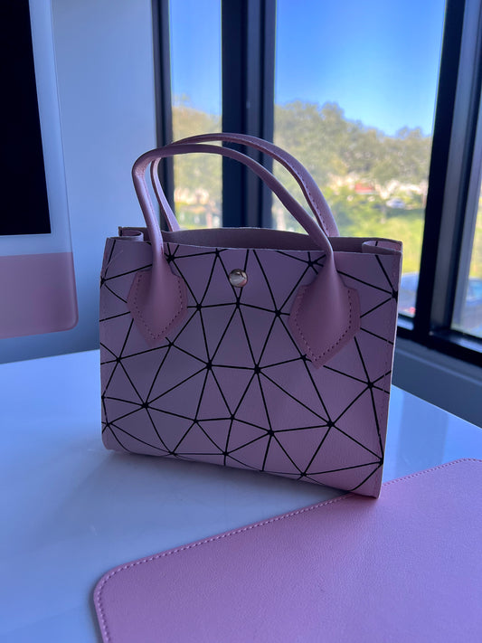 Mini Geometric Satchel Bag – Small PU Leather Square Handbag with Snap Closure