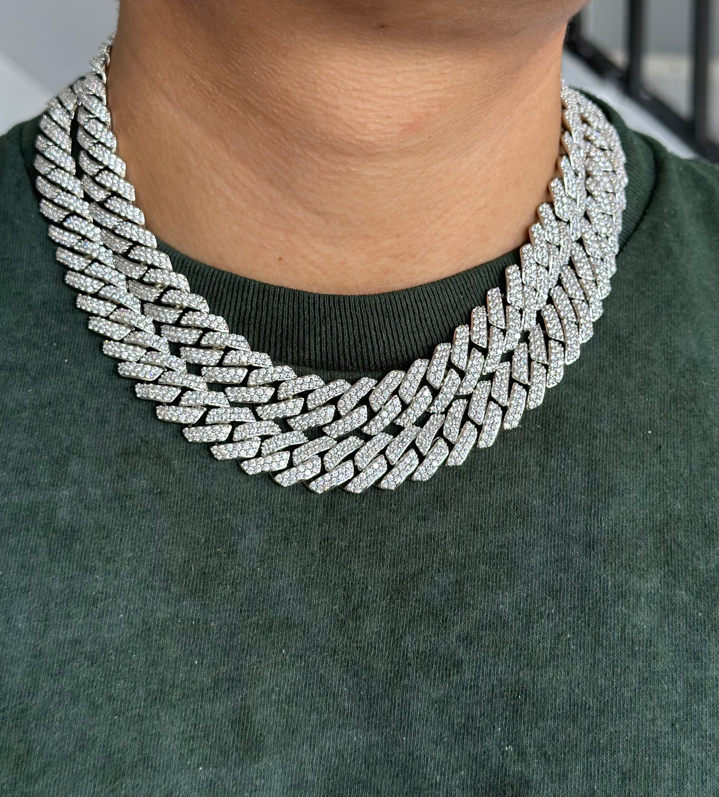 Men’s 15mm Cuban Link Chain Necklace 18 Inch Iced Out Gold Plated Hip Hop Jewelry
