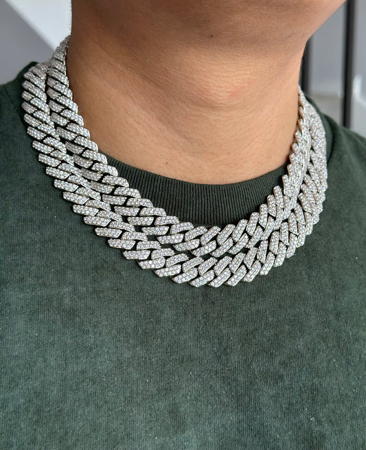 Men’s 15mm Cuban Link Chain Necklace 20 Inch Iced Out with Cubic Zirconia Gold Plated Hip Hop Jewelry